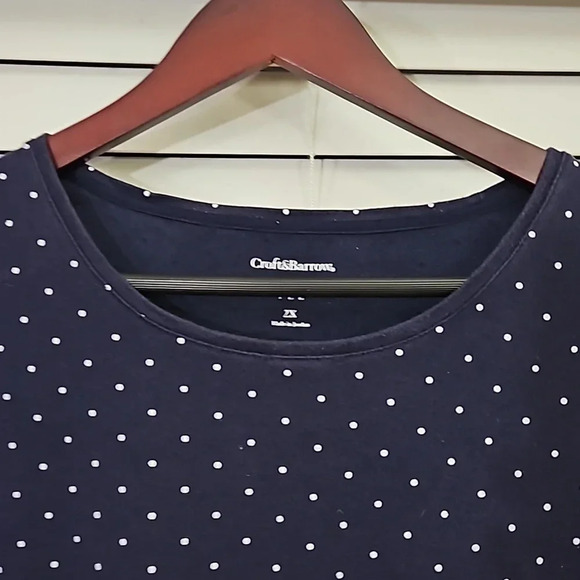 Croft and Barrow Blue Nautical Preppy Casual Plus Polka dot shirt Size 2X - Picture 2 of 4